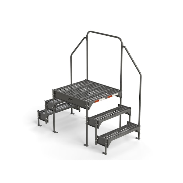 Custom Work Platform, 3 Steps, Modular, 35"W x 39"L Platform, Adjustable to 30"-33"H, Style 6