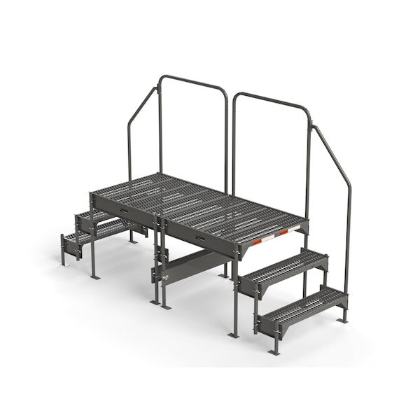 Custom Work Platform, 3 Steps, Modular, 35"W x 77"L Platform, Adjustable to 30"-33"H, Style 6