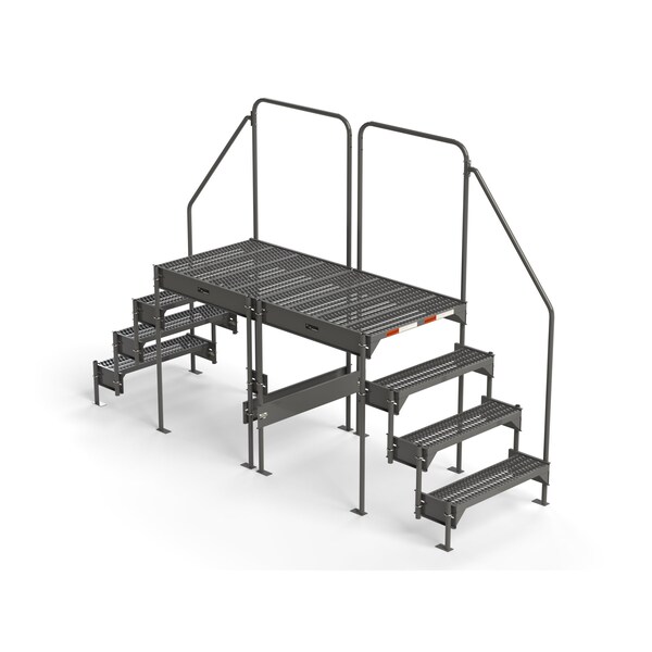 Custom Work Platform, 4 Steps, Modular, 35"W x 77"L Platform, Adjustable to 42"-45"H, Style 6