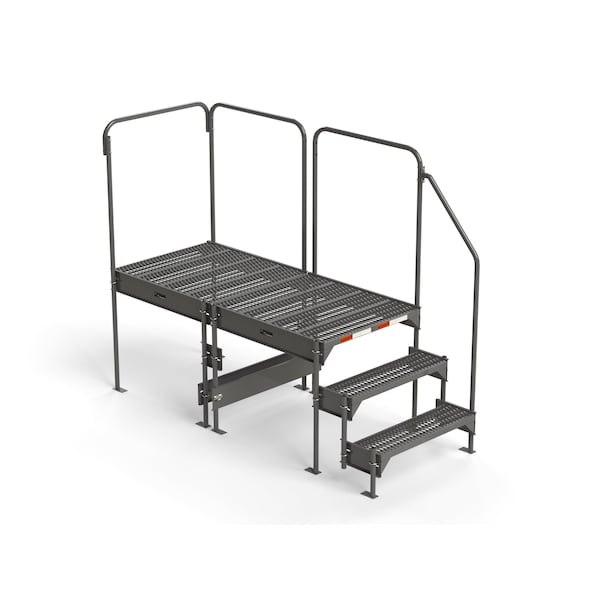 Custom Work Platform, 3 Steps, Modular, 35"W x 77"L Platform, Adjustable to 30"-33"H, Style 7