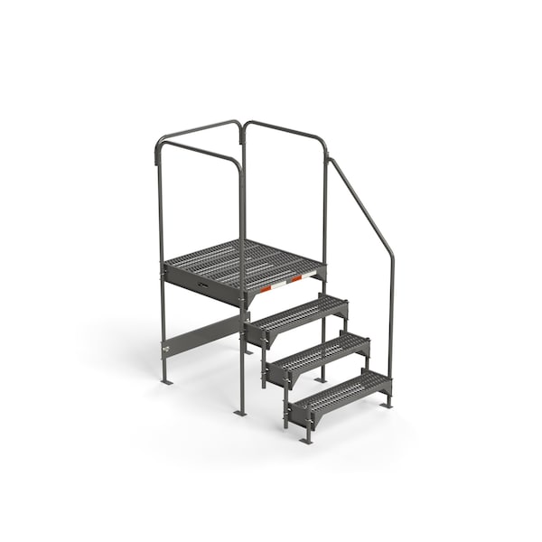 Custom Work Platform, 4 Steps, Modular, 35"W x 39"L Platform, Adjustable to 36"-39"H, Style 8