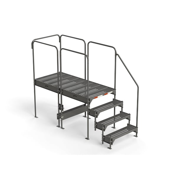 Custom Work Platform, 4 Steps, Modular, 35"W x 77"L Platform, Adjustable to 36"-39"H, Style 8