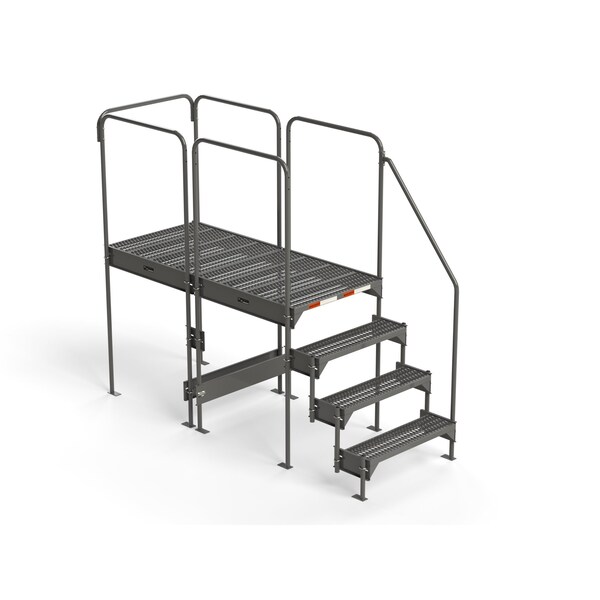 Custom Work Platform, 4 Steps, Modular, 35"W x 77"L Platform, Adjustable to 42"-45"H, Style 8