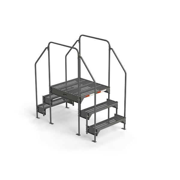 Custom Work Platform, 3 Steps, Modular, 35"W x 39"L Platform, Adjustable to 30"-33"H, Style 9
