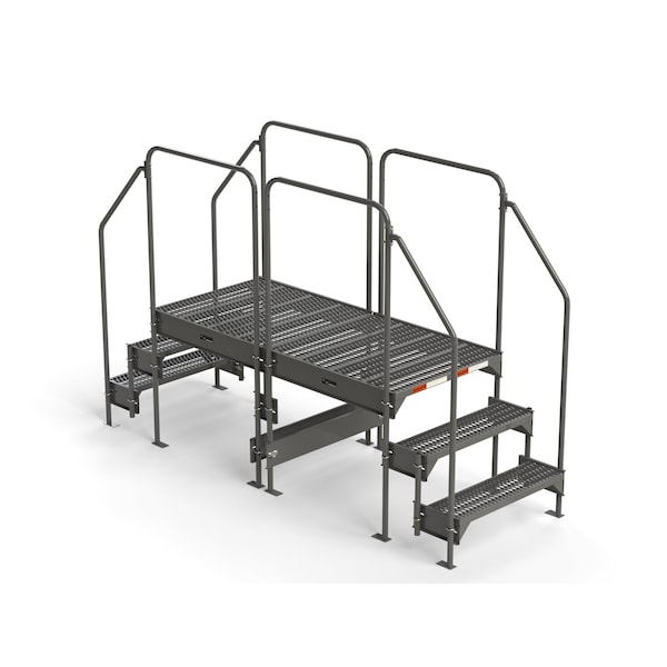 Custom Work Platform, 3 Steps, Modular, 35"W x 77"L Platform, Adjustable to 30"-33"H, Style 9
