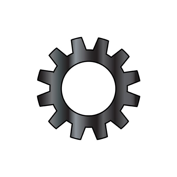 External Tooth Lock Washer, For Screw Size M2.5 Spring Steel, Black Oxide Finish, 10000 PK