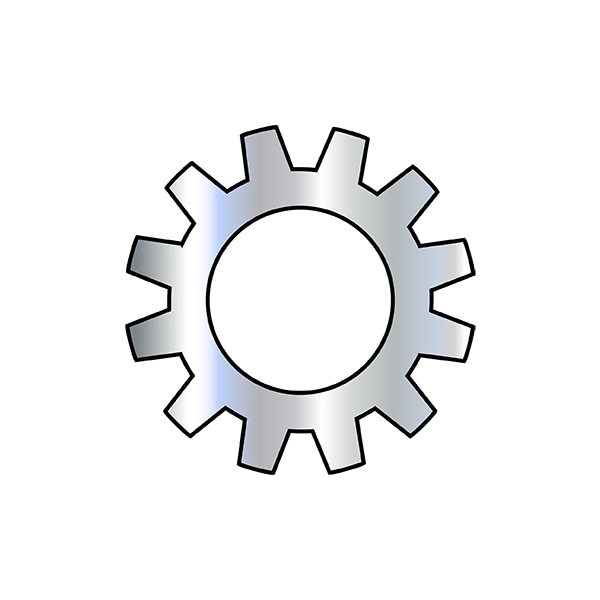 External Tooth Lock Washer, For Screw Size M2 Spring Steel, Zinc Clear Finish, 10000 PK