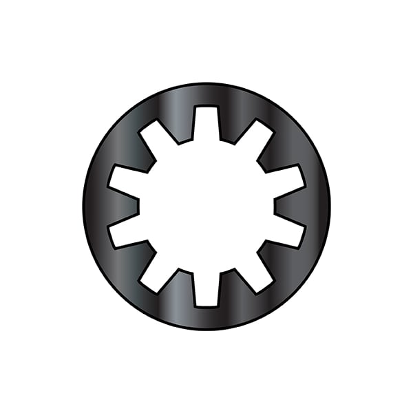 Internal Tooth Lock Washer, For Screw Size M3.5 Spring Steel, Black Oxide and Oil Finish, 10000 PK
