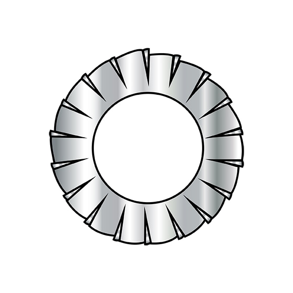 External Tooth Lock Washer, For Screw Size M4 Stainless Steel, Plain Finish, 10000 PK