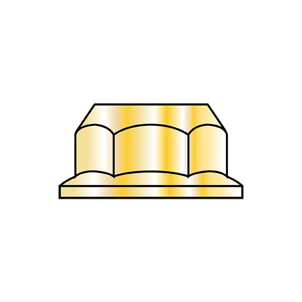 Flange Nut, M10-1.50, Steel, Class 10, Zinc Yellow, 15 mm Hex Wd, 1000 PK