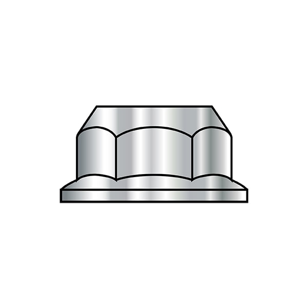 Flange Nut, M10-1.50, Steel, Class 10, Zinc Plated, 15 mm Hex Wd, 1000 PK