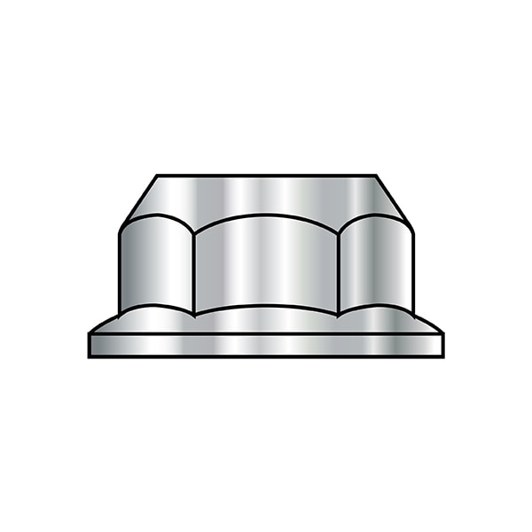 Flange Nut, M10-1.50, 18-8 Stainless Steel, Not Graded, Plain, 15 mm Hex Wd, 500 PK