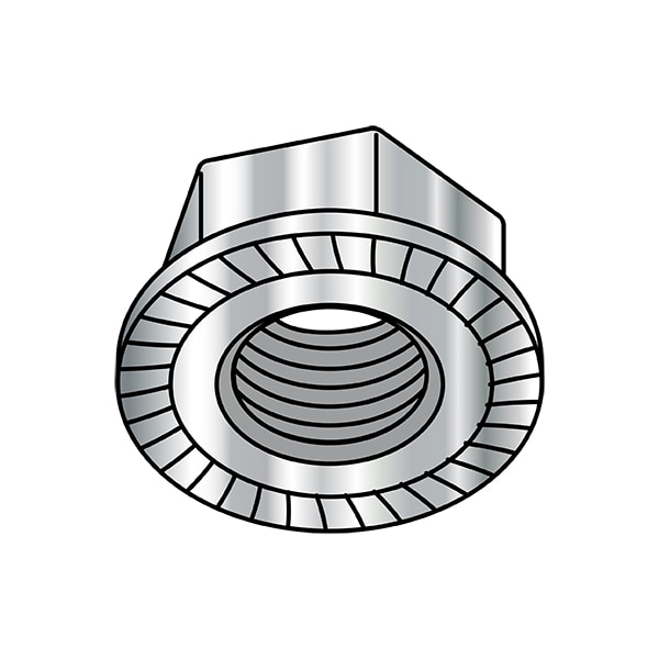 Flange Nut, M10-1.50, 18-8 Stainless Steel, Not Graded, Plain, 15 mm Hex Wd, 500 PK