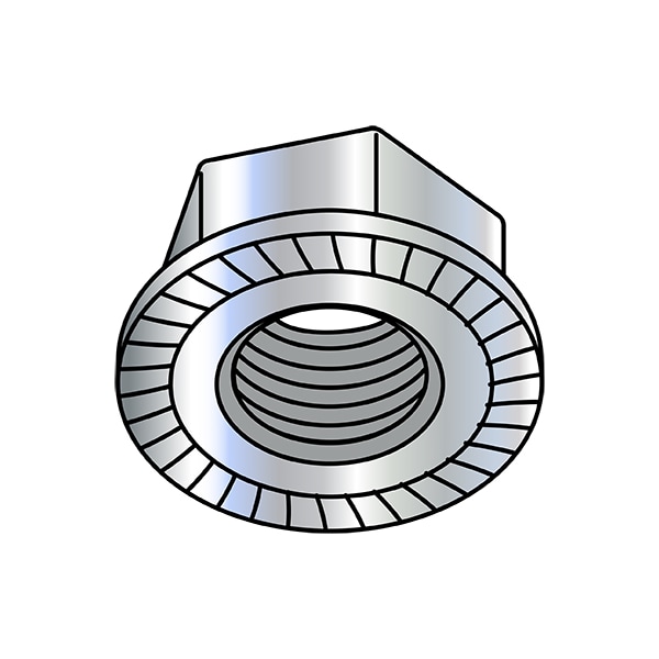 Flange Nut, M10-1.50, Steel, Class 8, Zinc Plated, 15 mm Hex Wd, 1000 PK