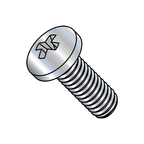 M8-1.25 x 50 mm Phillips Pan Machine Screw, Zinc Plated Steel, 400 PK