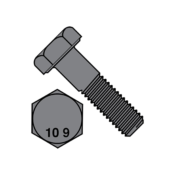Class 10.9, M10-0.30 Hex Head Cap Screw, Plain Steel, 30 mm L, 400 PK