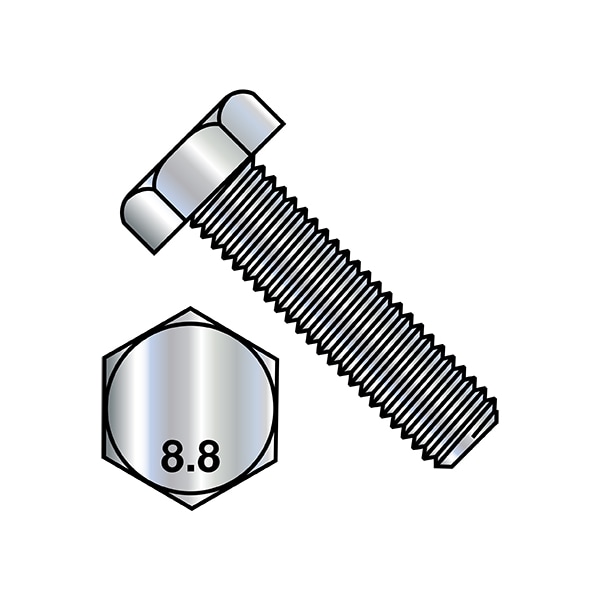 Class 8.8, M10-0.10 Hex Head Cap Screw, Zinc Plated Steel, 10 mm L, 600 PK