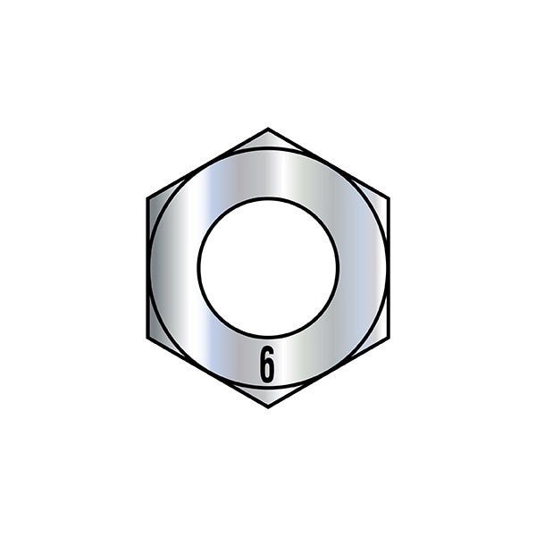 Hex Nut, M6-1.00, Steel, Class 6, Zinc Plated, 5000 PK