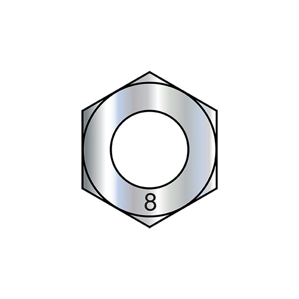 Hex Nut, M5-0.8, Steel, Grade 8, Zinc Plated, 9000 PK