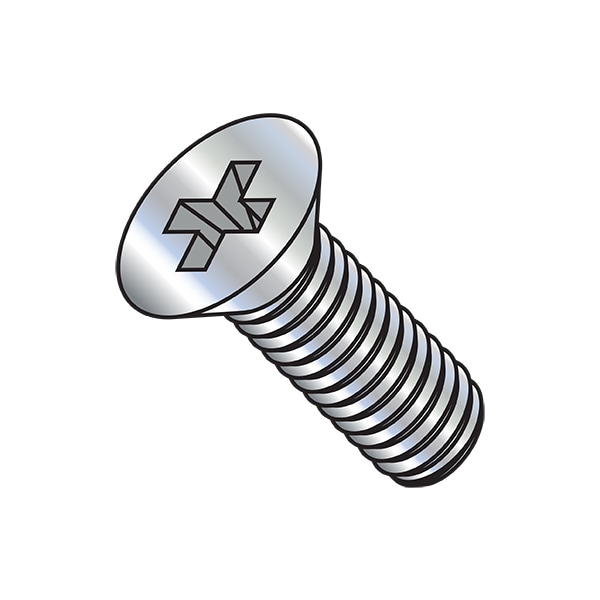 M8-1.25 x 50 mm Phillips Flat Machine Screw, Zinc Plated Steel, 500 PK