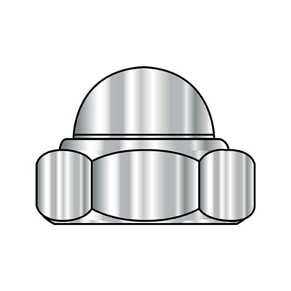 Cap Nut, M4-0.70, Nylon, Stainless Steel, 9.9 mm H, 1000 PK