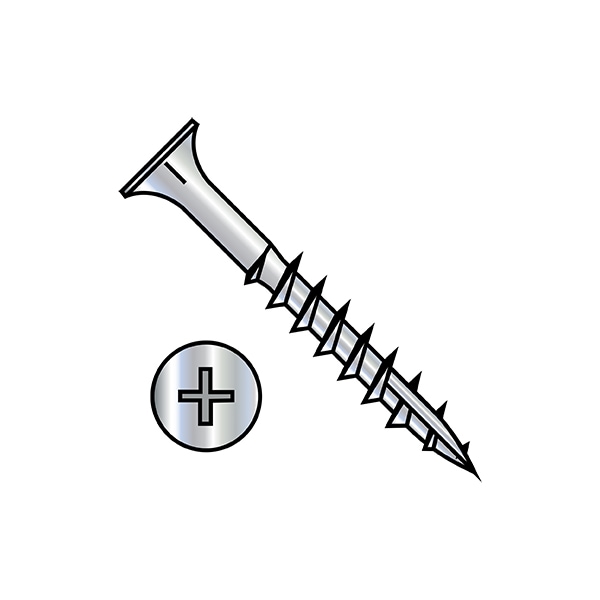 Wood Screw, #8, 3/4 in, Zinc Plated Carbon Steel Flat Head Phillips Drive, 11000 PK
