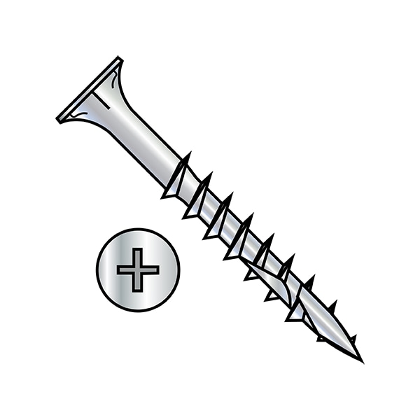 Wood Screw, #8, 1-1/4 in, Zinc Plated Steel Flat Head Phillips Drive, 5000 PK