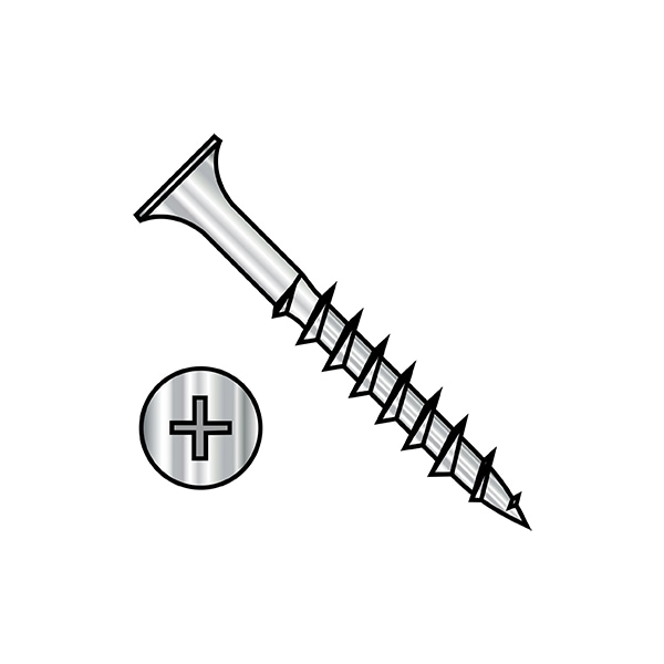 Deck Screw, #10 x 1 in, Stainless Steel, Flat Head, Phillips Drive, 2000 PK