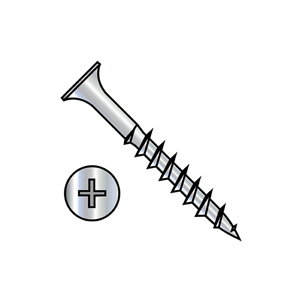 Deck Screw, #10 x 1 in, Steel, Flat Head, Phillips Drive, 5000 PK