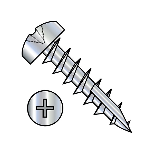 Wood Screw, #10, 3/4 in, Nickel Steel Pan Head Phillips Drive, 6000 PK