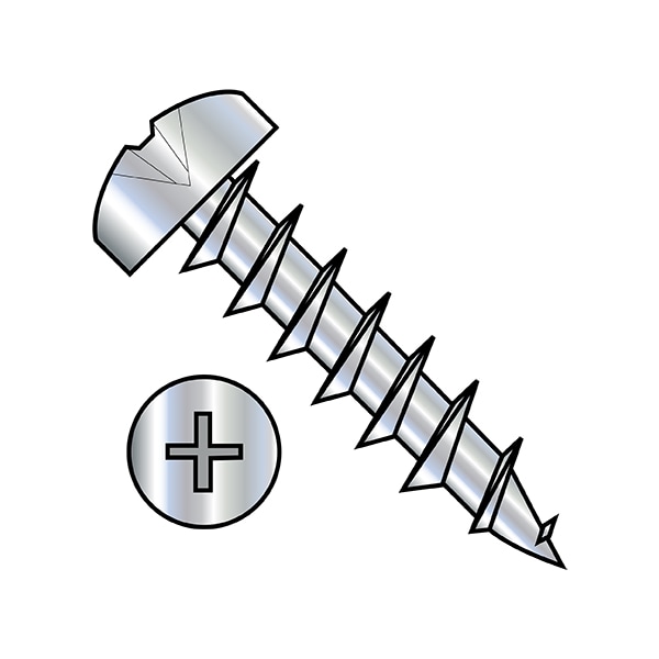 Wood Screw, #8, 3/4 in, Zinc Plated Steel Pan Head Phillips Drive, 8000 PK