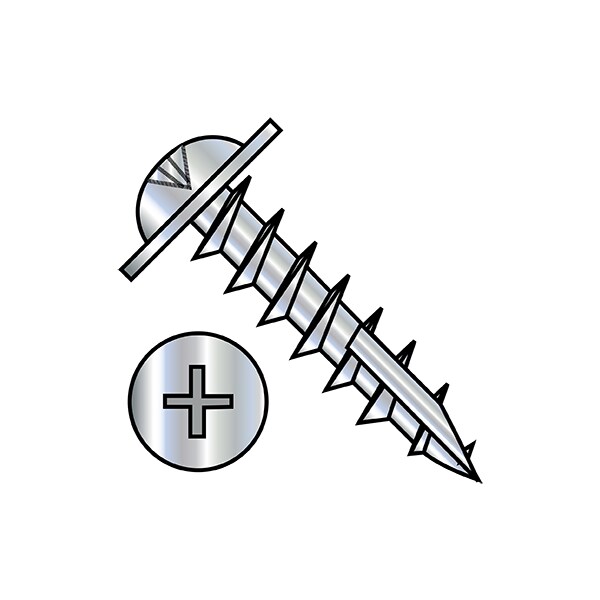 Wood Screw, #8, 3/4 in, Nickel Steel Round Head Phillips Drive, 8000 PK