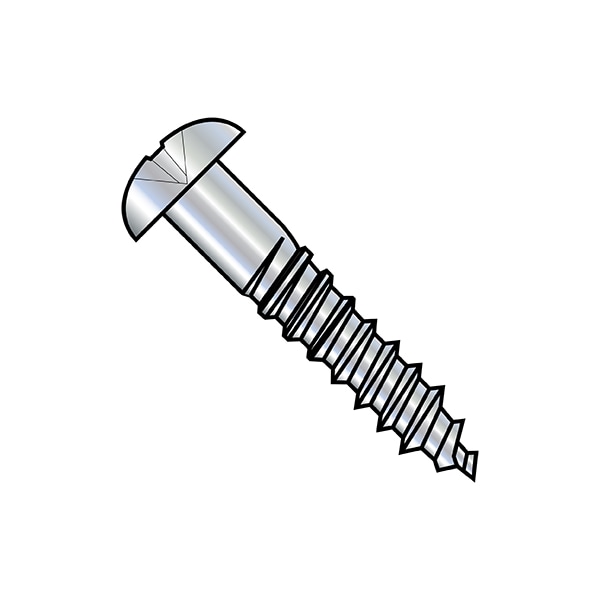 Wood Screw, #8, 2-1/4 in, Zinc Plated Steel Round Head Phillips Drive, 1000 PK
