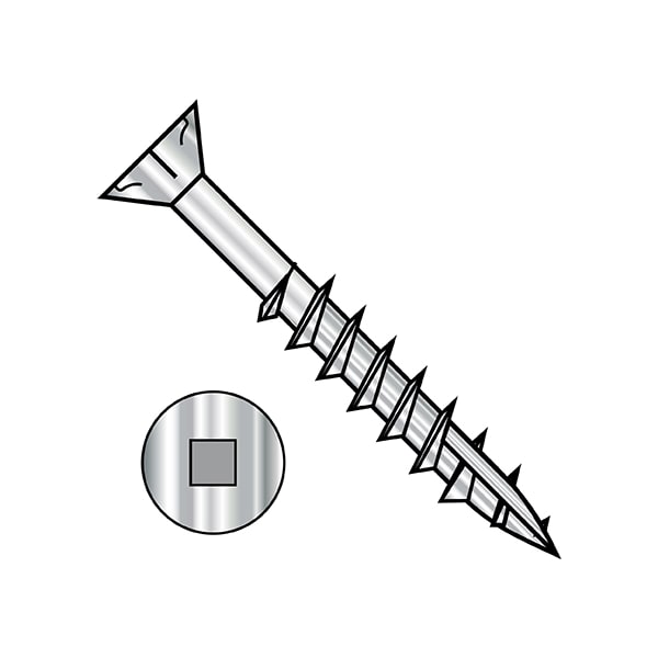 Deck Screw, #10 x 2 in, Stainless Steel, Flat Head, Square Drive, 2000 PK