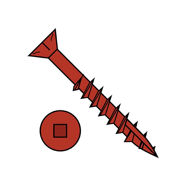#9 x Deck Screw, Red Ceramic Steel, 2-1/2 in L, 2000 PK