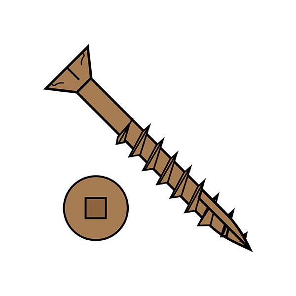 Deck Screw, #8 x 2-1/2 in, Steel, Flat Head, Square Drive, 5000 PK