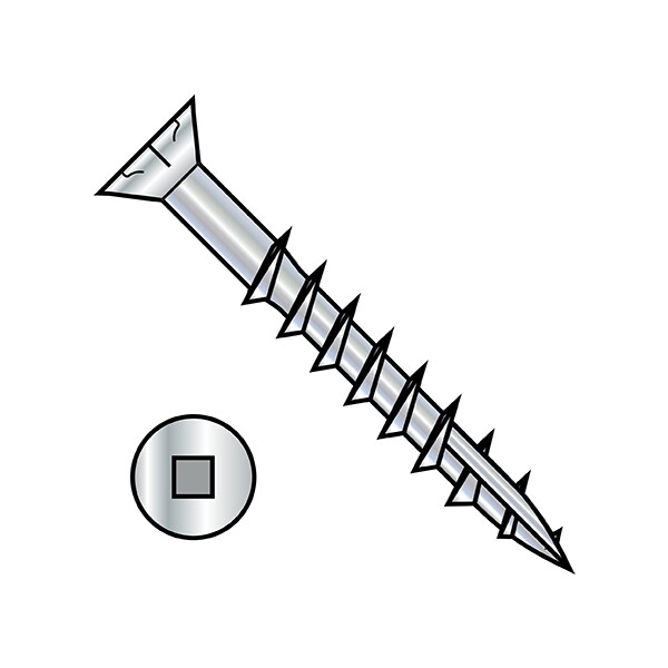 Deck Screw, #10 x 2-1/2 in, Steel, Flat Head, Square Drive, 1500 PK