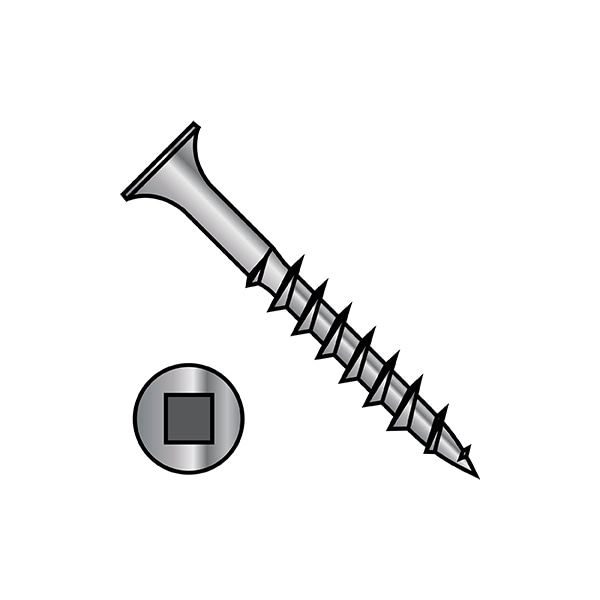 Deck Screw, #10 x 1-1/2 in, Steel, Flat Head, Square Drive, 4000 PK