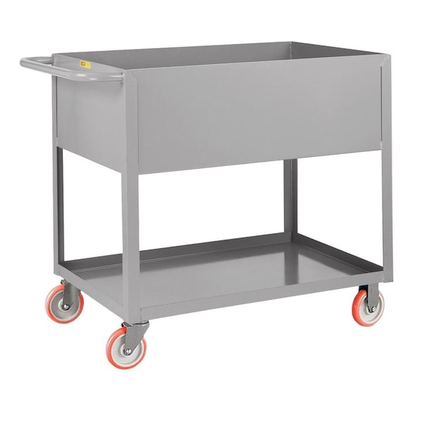 Flat Handle Deep Shelf Utility Cart, 3600 lb Load Capacity, 2 Shelves, 54 in L, 24 in W, 38 in H