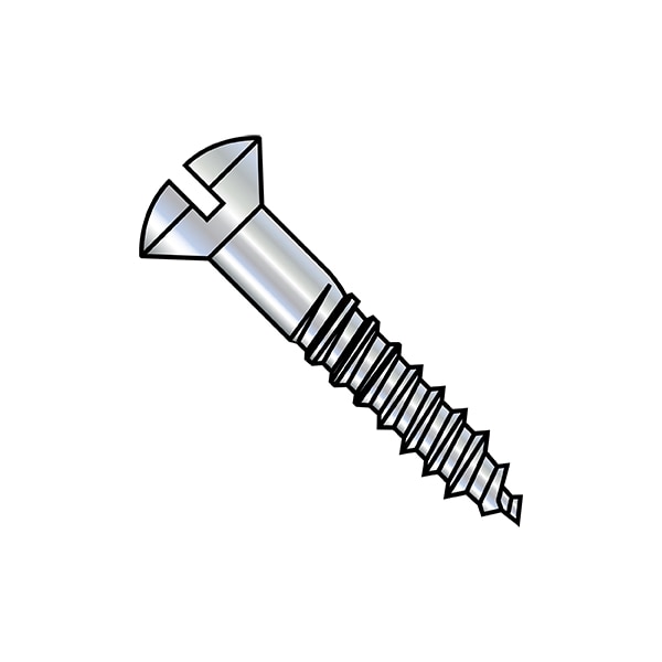 Wood Screw, #8, 3/4 in, Zinc Plated Steel Oval Head Slotted Drive, 6000 PK