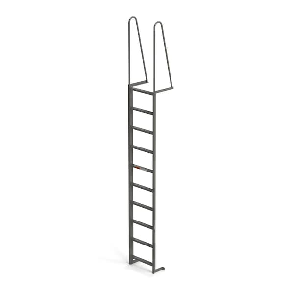 Fixed Dock Ladder, Walk Through, 10 Steps, Top Step Height 9'6", Overall Length 13'