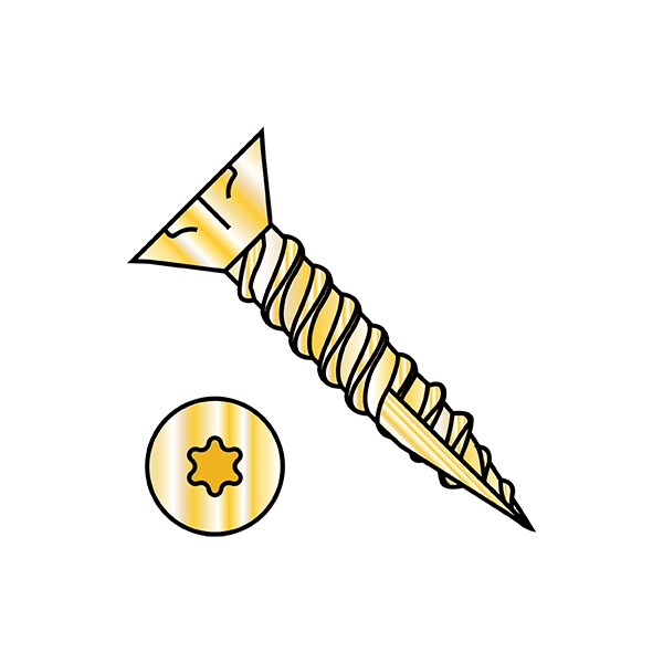 Deck Screw, #6 x 1 in, Steel, Flat Head, Torx Drive, 7000 PK