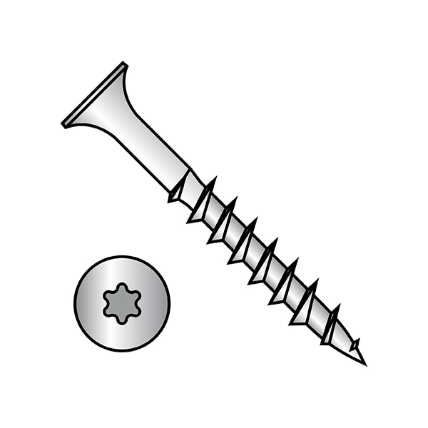 Deck Screw, #10 x 1-1/2 in, Steel, Flat Head, Torx Drive, 2000 PK