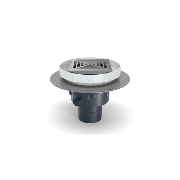PVC; Deck Plate: Stainless Steel, Strainer: Square, Floor Drain with Deck Plate