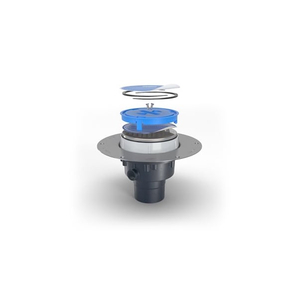 PVC; Deck Plate: Stainless Steel, Strainer: Round, Floor Drain with Deck Plate
