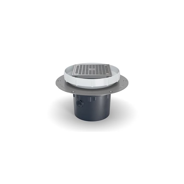 EZ2-PV4-ST - EZ2 PVC Drain with 5" Nickel Bronze Strainer, Stainless Steel Deck Plate, and 4" Outlet
