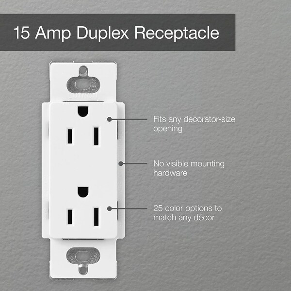 Straight Blade Receptacle, 15 A, 125V AC, 2 Pole, 3, 4, 5 Wire