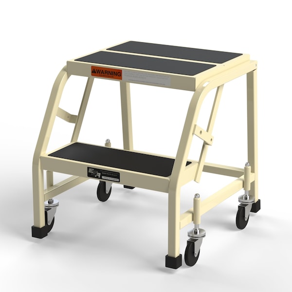 Office Rolling Ladder, 2 Steps, 20"H Top Step, No Handrails, Vinyl Tread, 450 lbs. Capacity