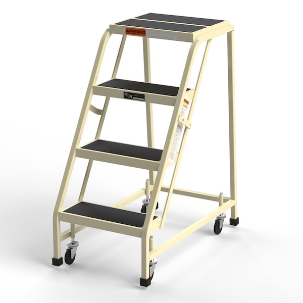 Office Rolling Ladder, 4 Steps, 40"H Top Step, No Handrails, Vinyl Tread, 450 lbs. Capacity