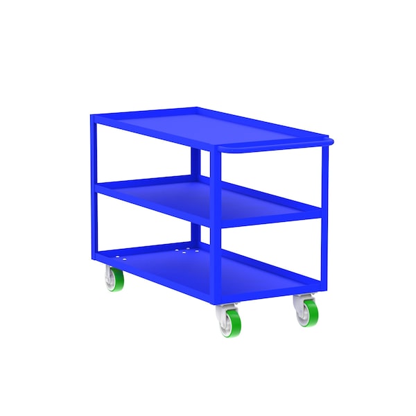 Utility Cart, Blue, Three Shelf, 24x48